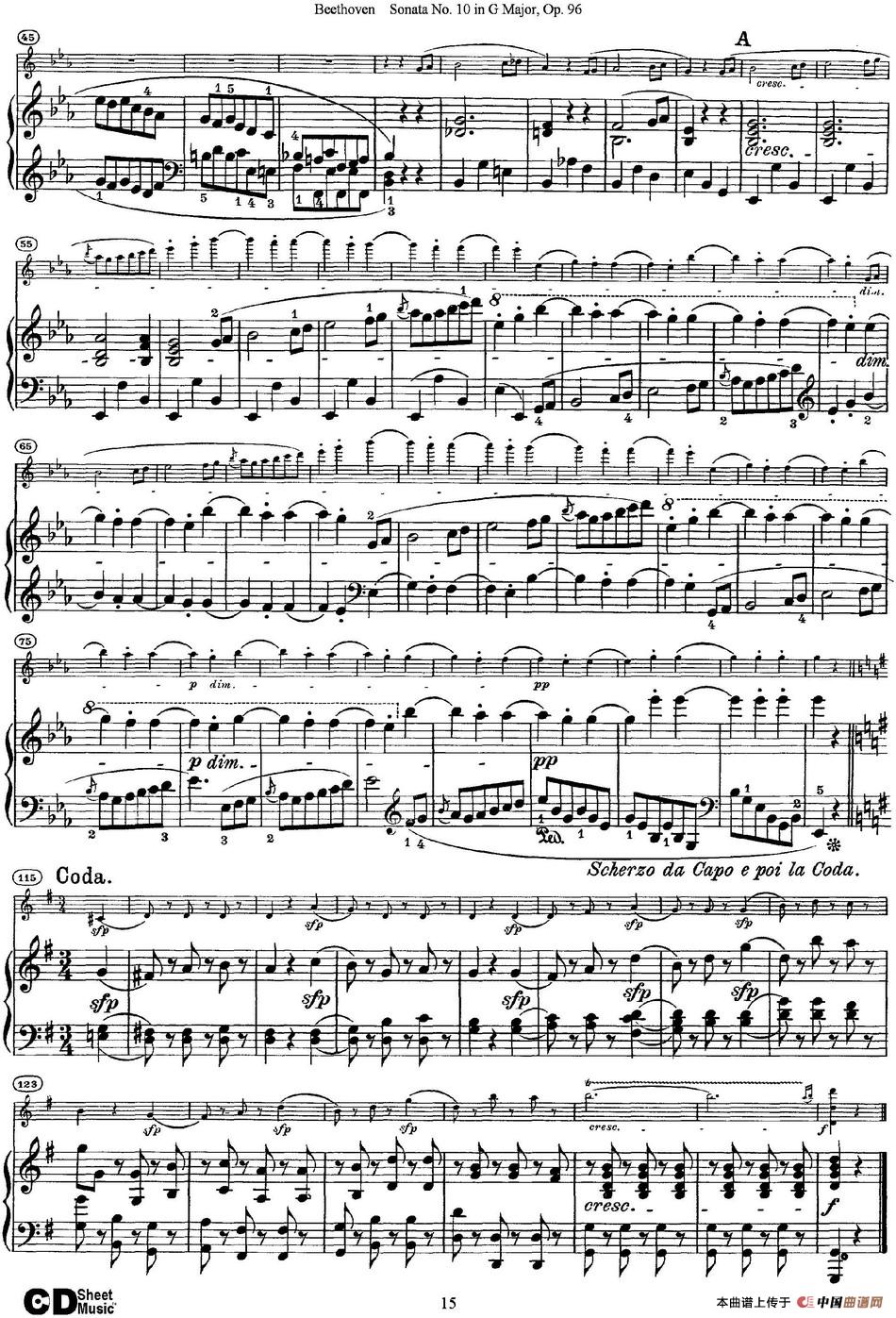 Violin Sonata No.10 in G Major Op.96（小提琴+钢琴伴奏）