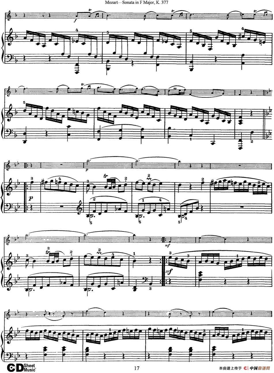 Violin Sonata in F Major K.377（小提琴+钢琴伴奏）