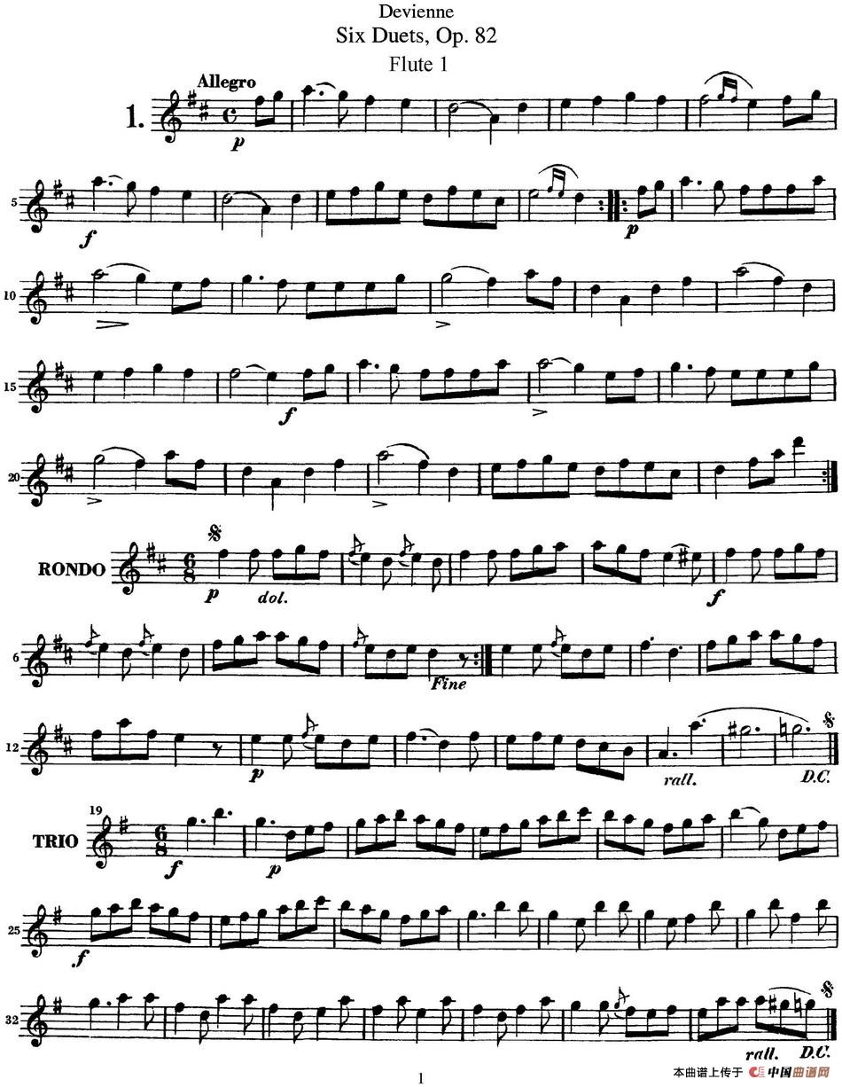 德维埃纳六个长笛二重奏小段Op.82——Flute 1（N