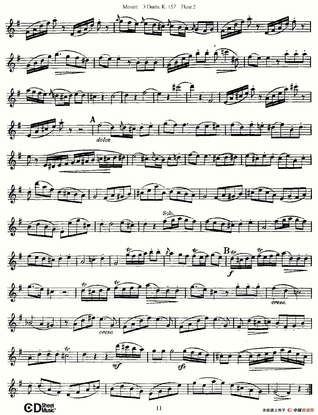 3 Duets K.157 之第二长笛（二重奏三首 K157号）