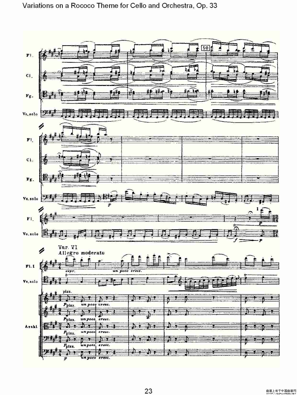大提琴与管弦乐洛可可主题a小调变奏曲, Op.33（一
