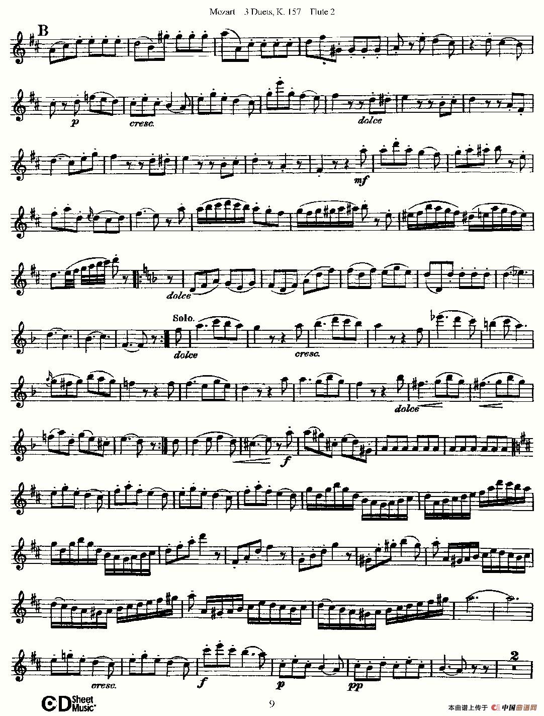 3 Duets K.157 之第二长笛（二重奏三首 K157号）