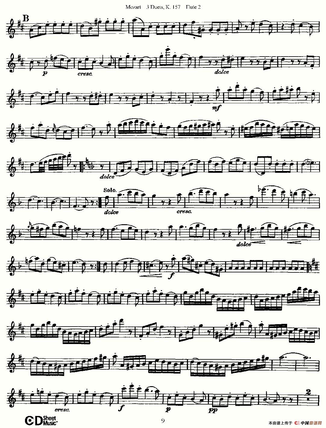 3 Duets K.157 之第二长笛（二重奏三首 K157号）