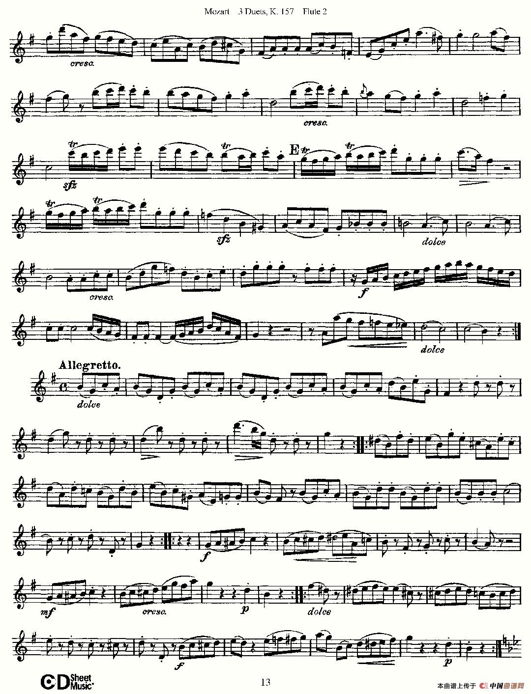 3 Duets K.157 之第二长笛（二重奏三首 K157号）