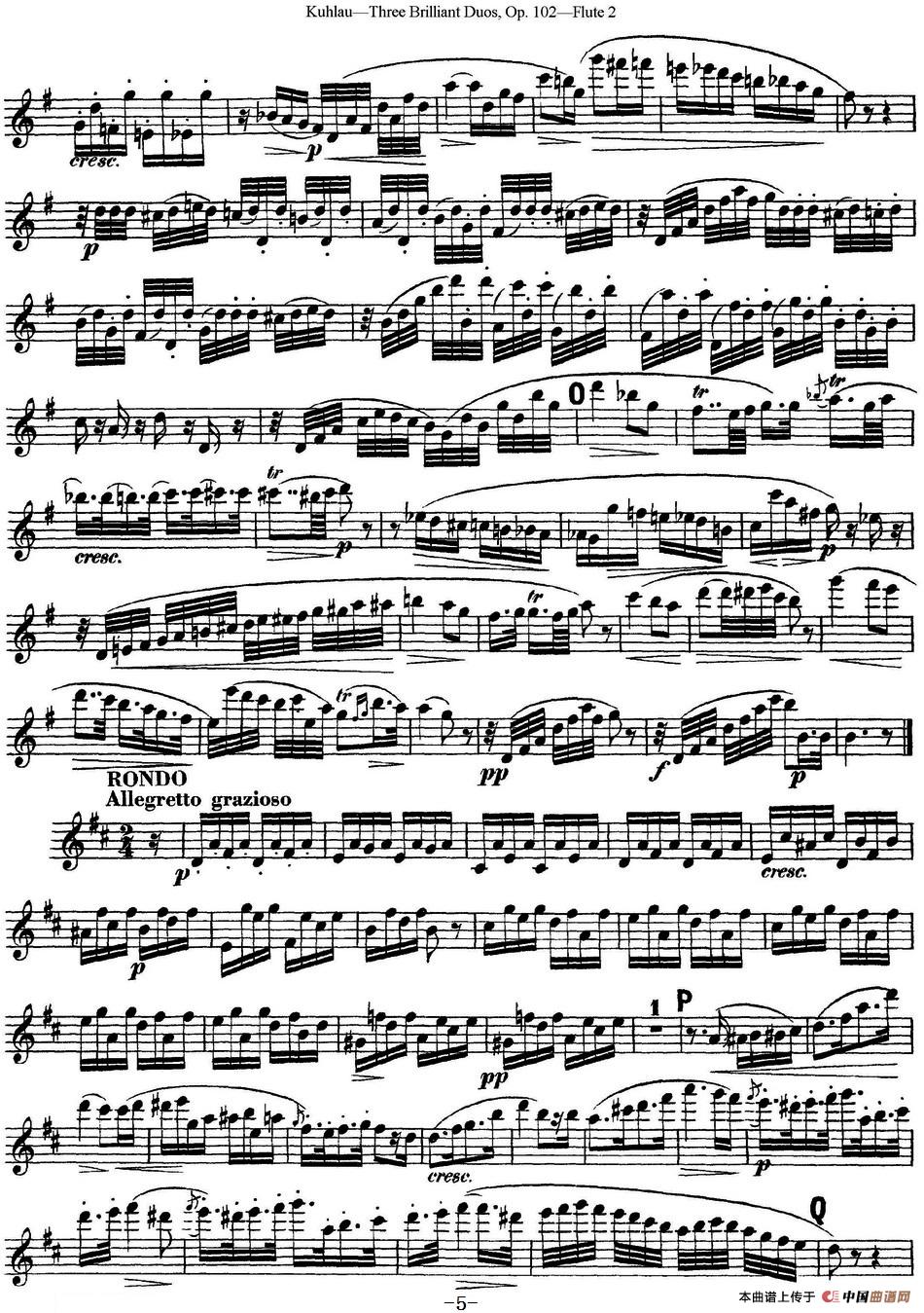 库劳长笛二重奏练习三段OP.102——Flute 2（NO.1）