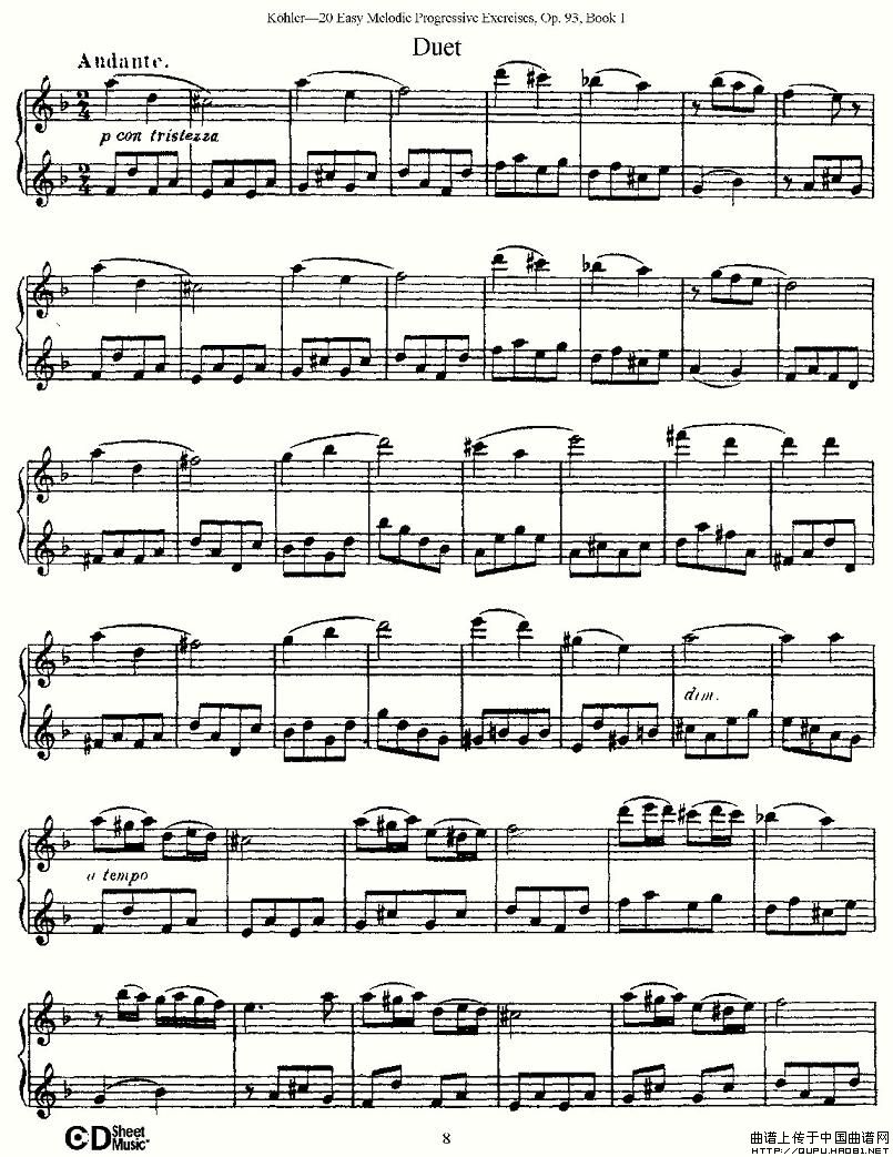柯勒练习曲作品93号（一）长笛谱