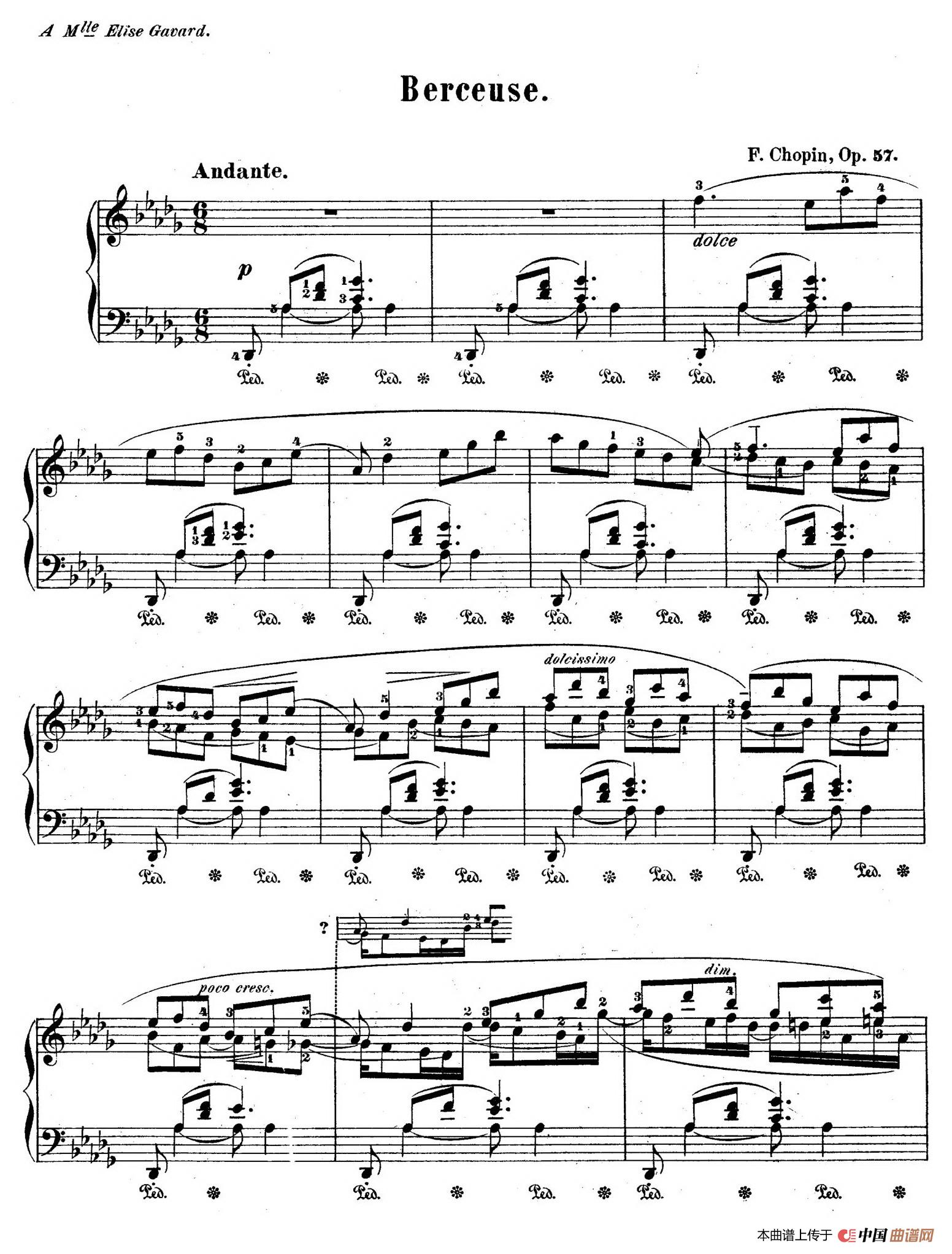 Berceuse in D-flat Major Op.57（降D大调摇篮曲）