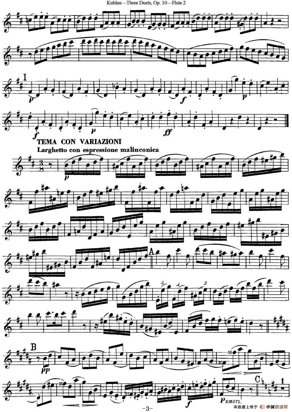 库劳长笛二重奏练习曲Op.10——Flute 2（No.2）