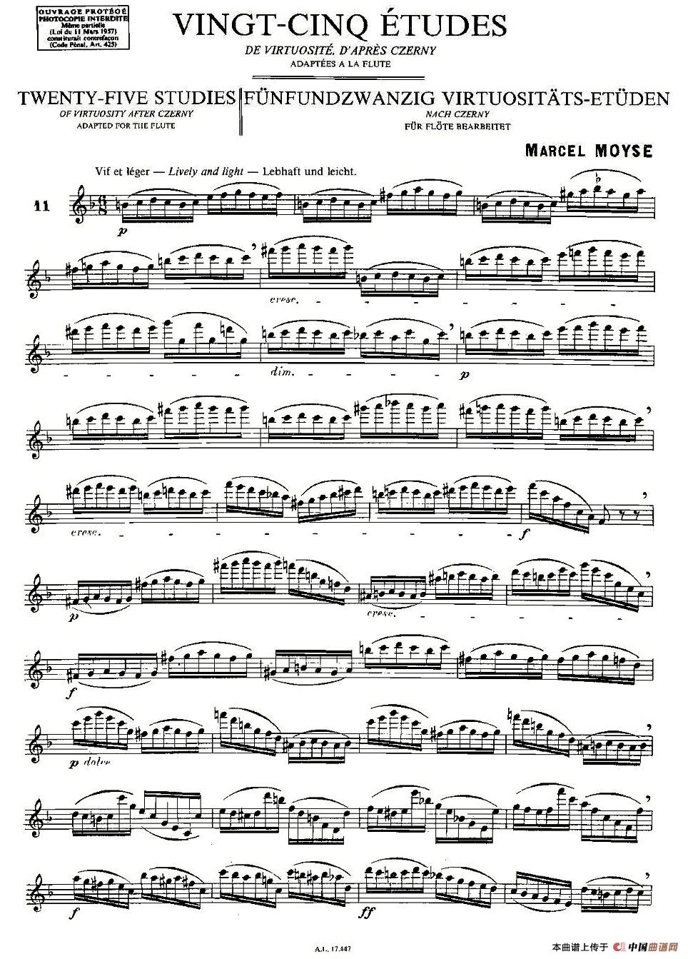 Moyse - 25 Studies after Czerny flute  [11]（25首改编自车