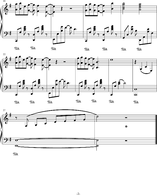 火影忍者-哀の伤(钢琴独奏版)钢琴谱