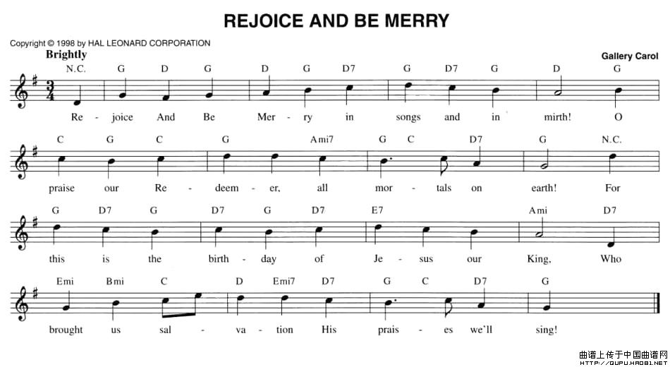 REJOICE AND BE MERRY（五线谱）