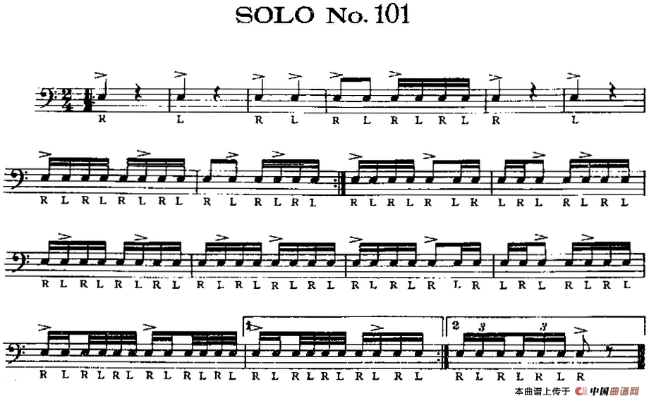 美国军鼓 SOLO No.101-105（爵士鼓谱）