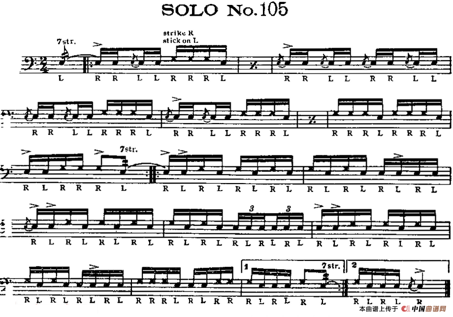 美国军鼓 SOLO No.101-105（爵士鼓谱）