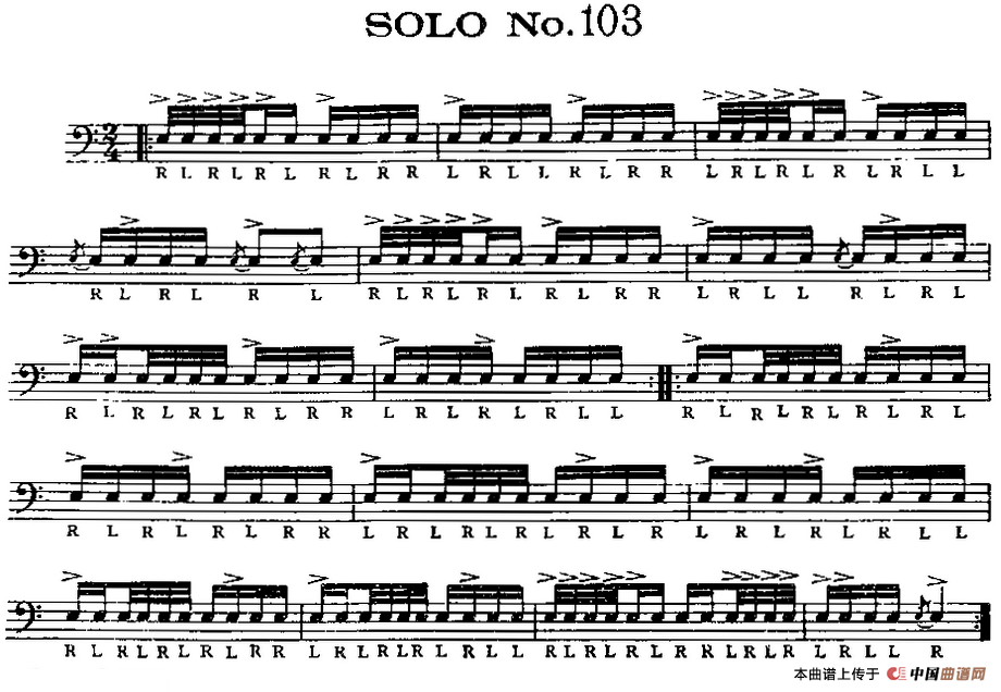 美国军鼓 SOLO No.101-105（爵士鼓谱）