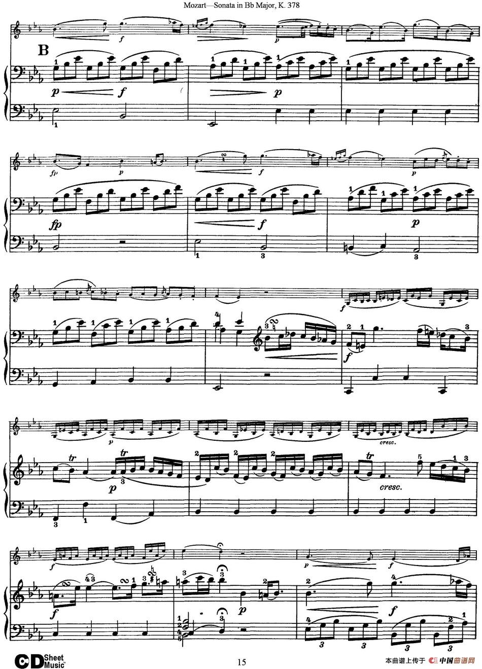 Violin Sonata in Bb Major K.378（小提琴+钢琴伴奏）