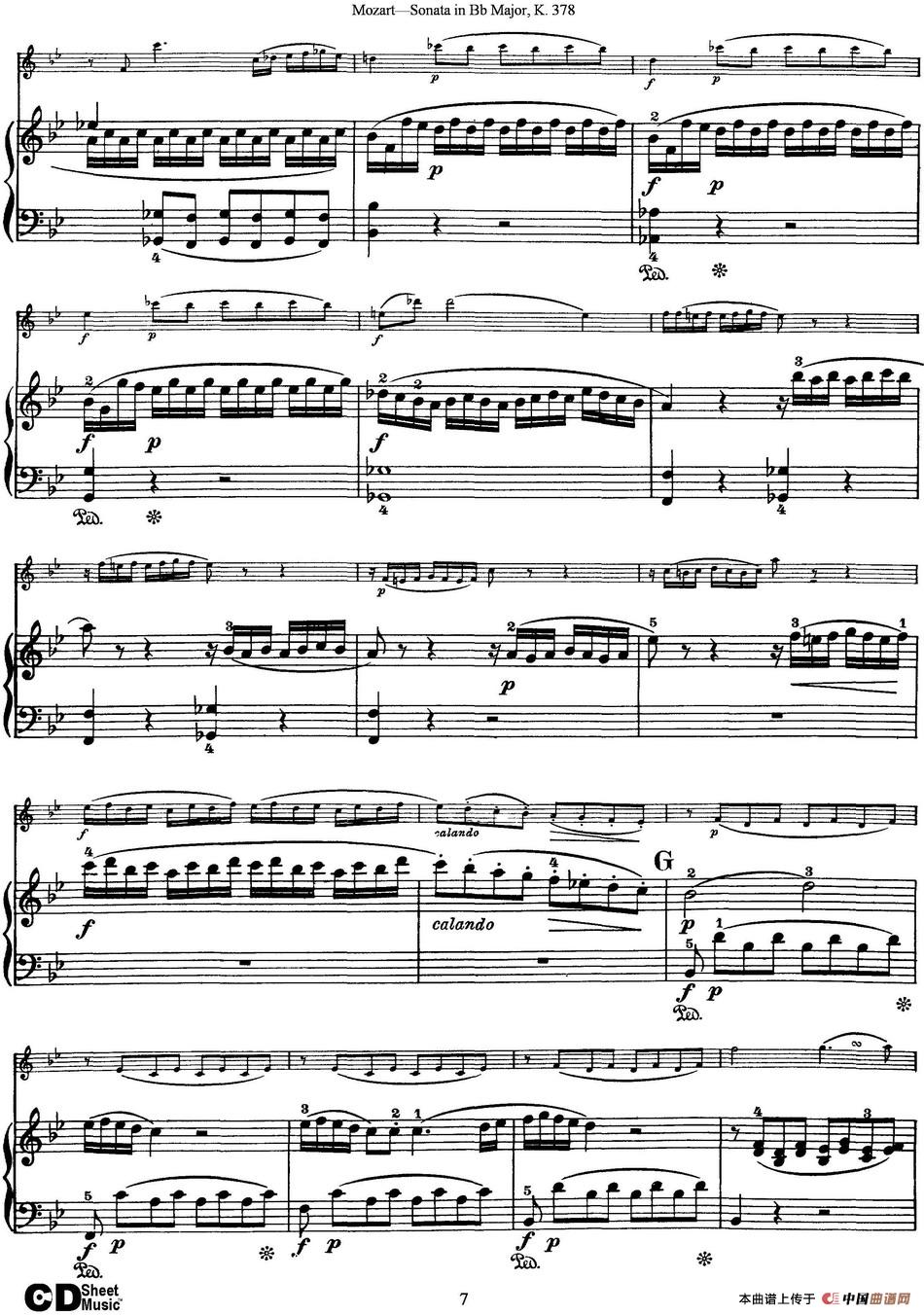 Violin Sonata in Bb Major K.378（小提琴+钢琴伴奏）