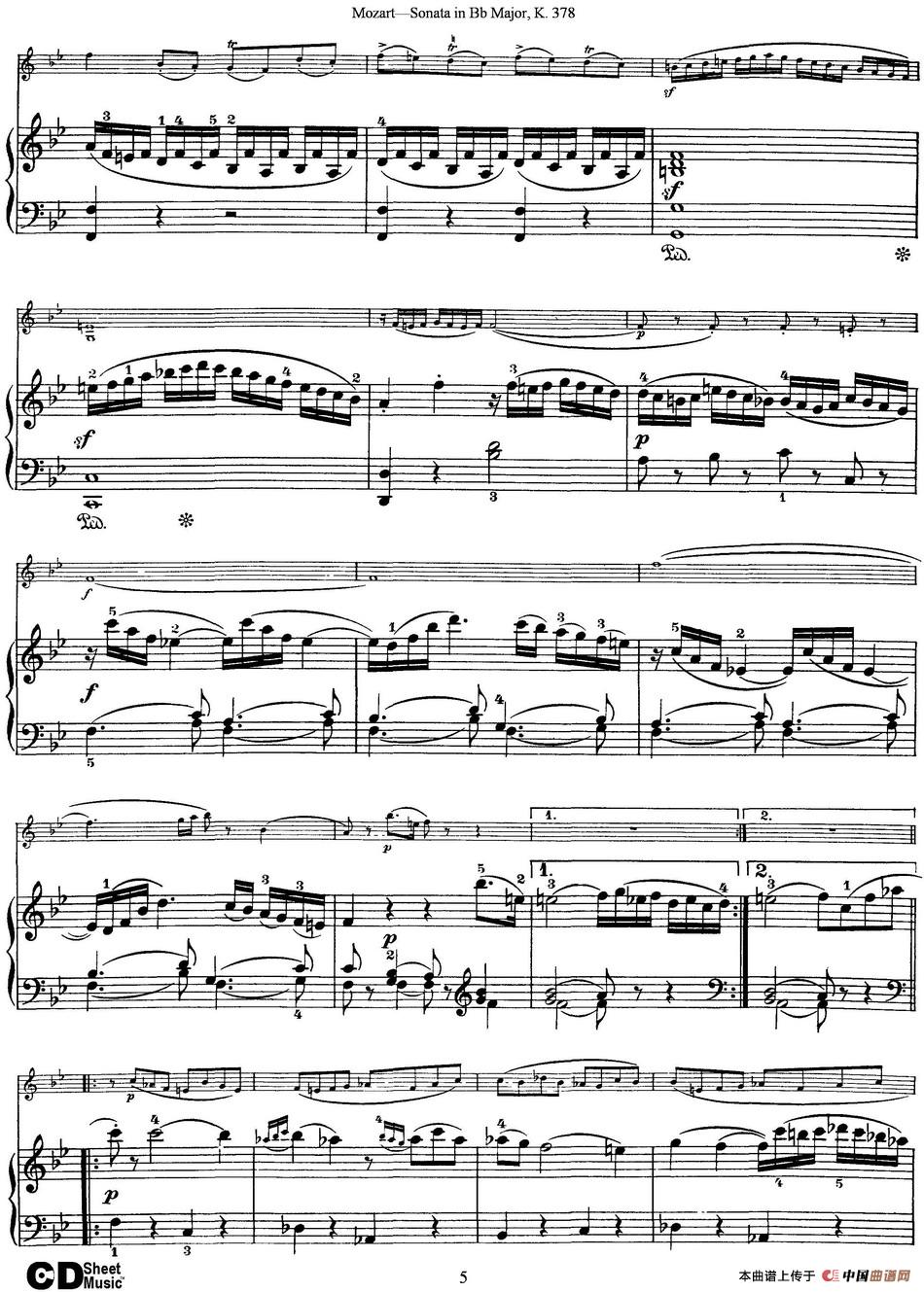 Violin Sonata in Bb Major K.378（小提琴+钢琴伴奏）