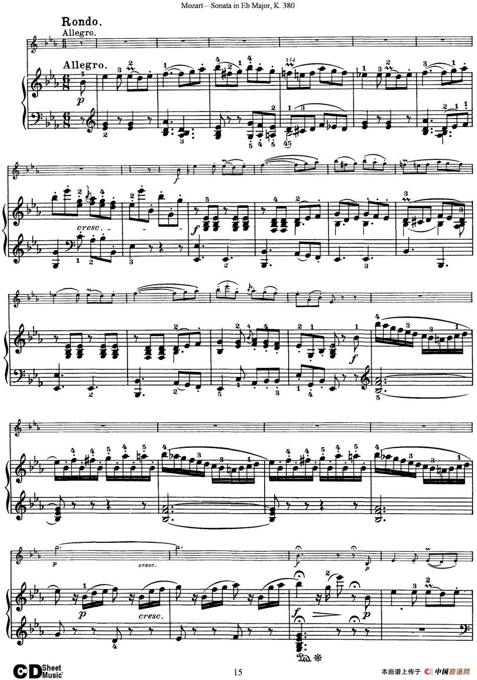 Violin Sonata in Eb Major K.380（小提琴+钢琴伴奏）