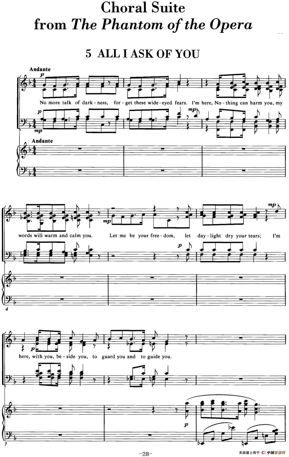 Choral Suite from The Phantom of the Opera（5 ALL I ASK OF Y