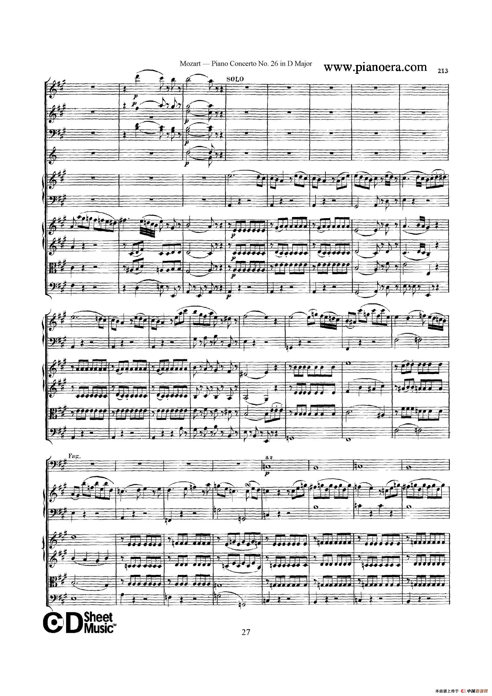Piano Concerto No.26 in D Major  K.537（D大调第二十六钢