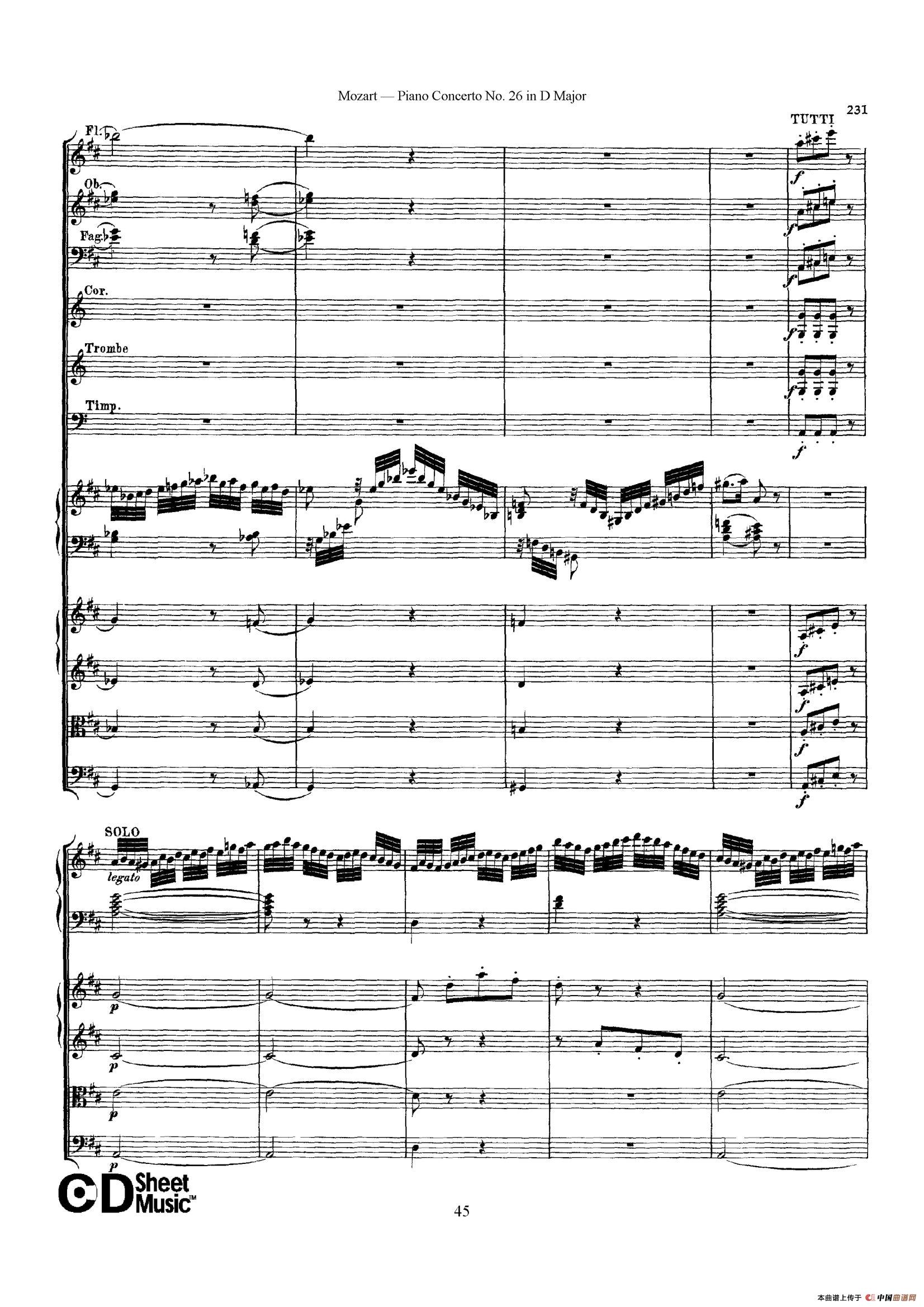 Piano Concerto No.26 in D Major  K.537（D大调第二十六钢