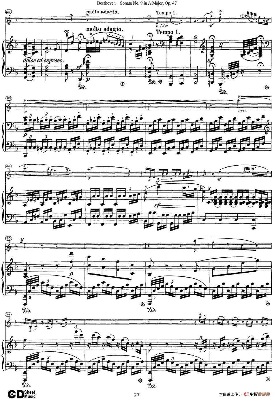 Violin Sonata No.9 in A Major Op.47（小提琴+钢琴伴奏）