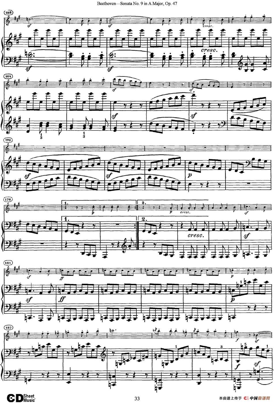 Violin Sonata No.9 in A Major Op.47（小提琴+钢琴伴奏）