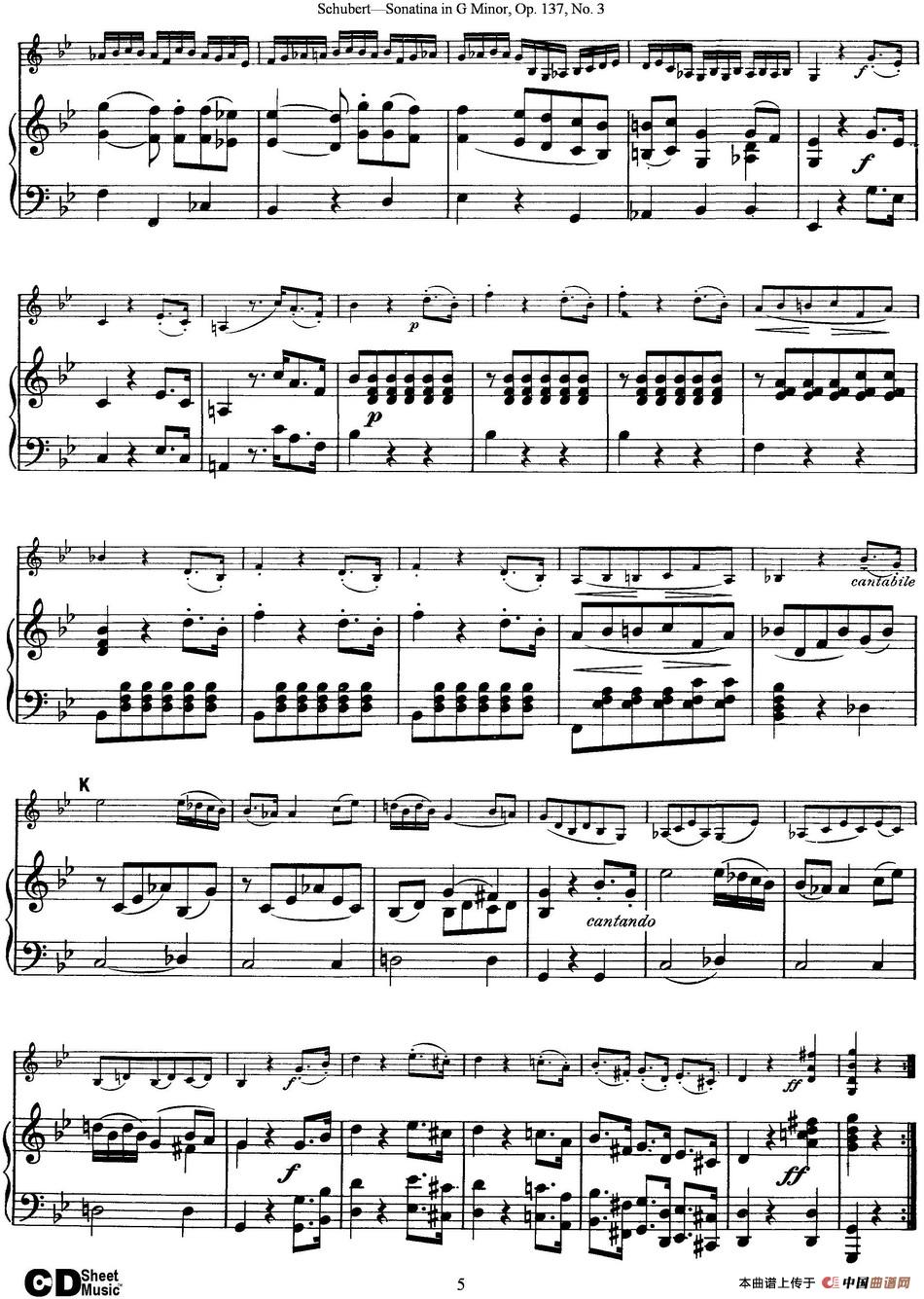 Violin Sonatina in G minor Op.137 No.3（小提琴+钢琴伴奏