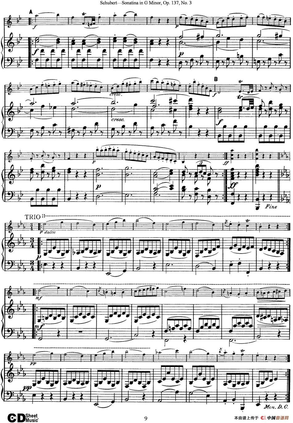 Violin Sonatina in G minor Op.137 No.3（小提琴+钢琴伴奏