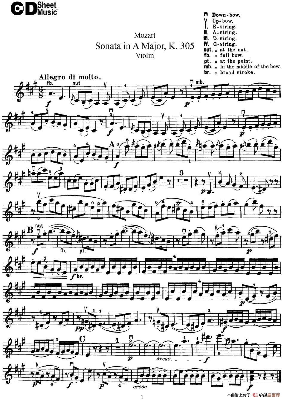 Violin Sonata in A Major K.305