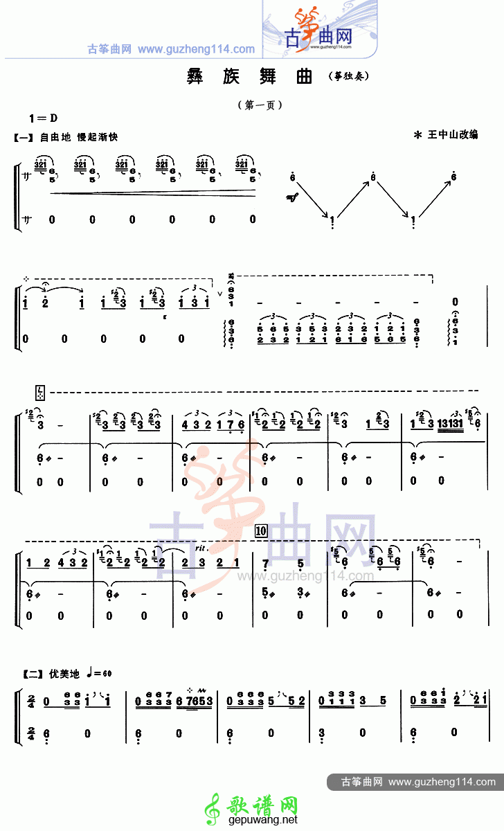 彝族舞曲古筝曲谱（独奏）