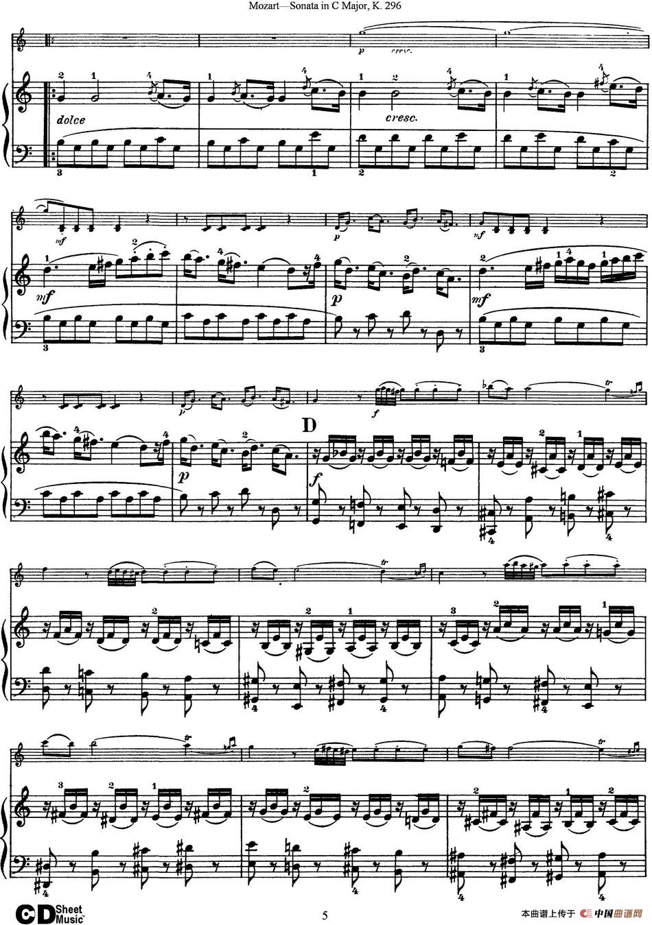 Violin Sonata in C Major K.296（小提琴+钢琴伴奏）