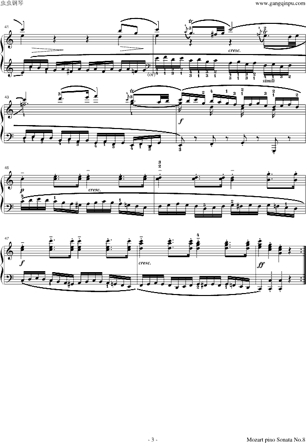 a小调钢琴奏鸣曲 K_310 第一乐章钢琴谱