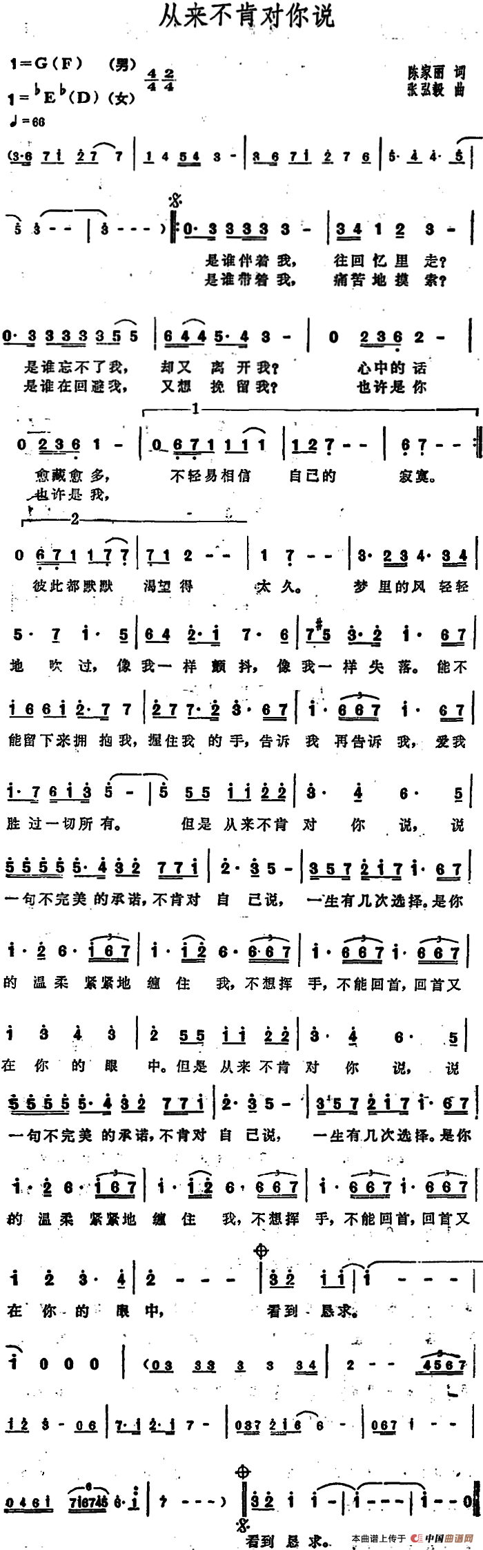 从来不肯对你说