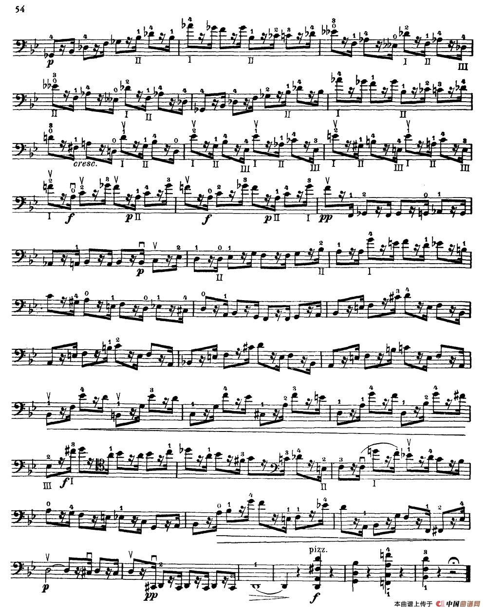 大提琴高级练习曲40首 No.25小提琴谱
