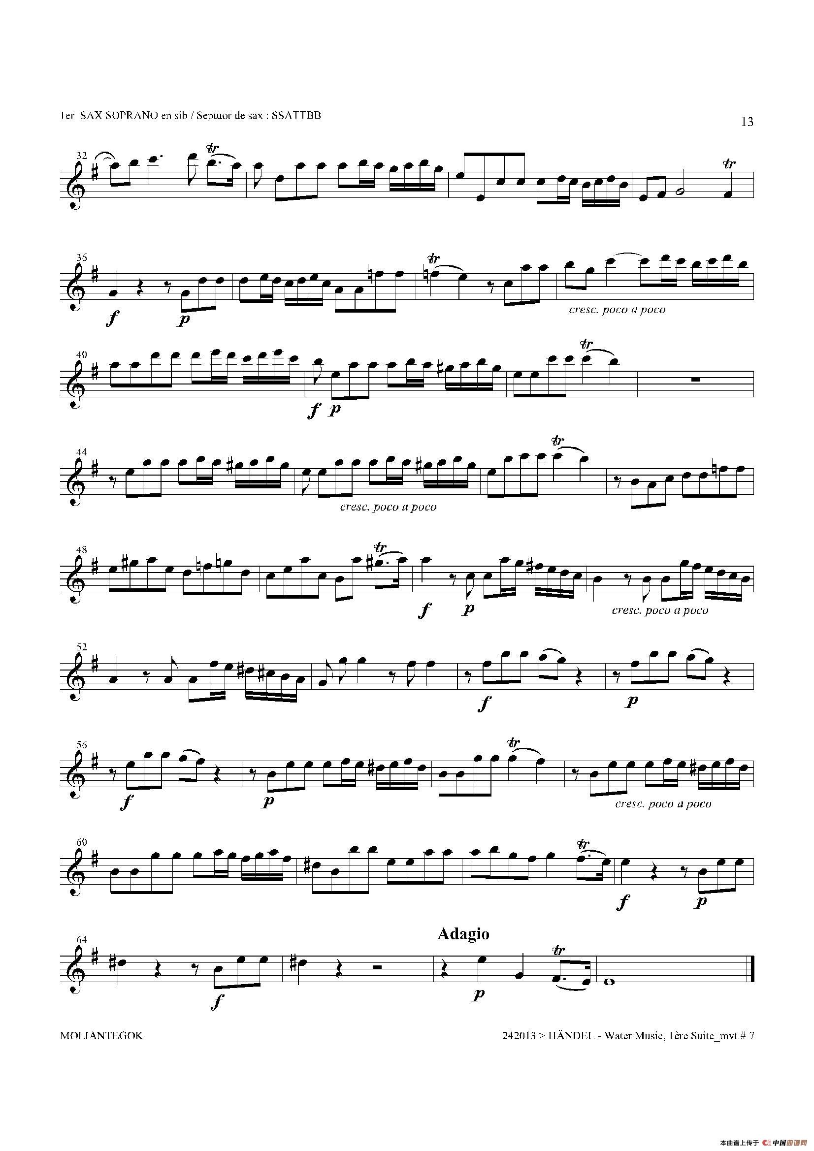 Water Music（HWV.348 No.1）（第一高音萨克斯）