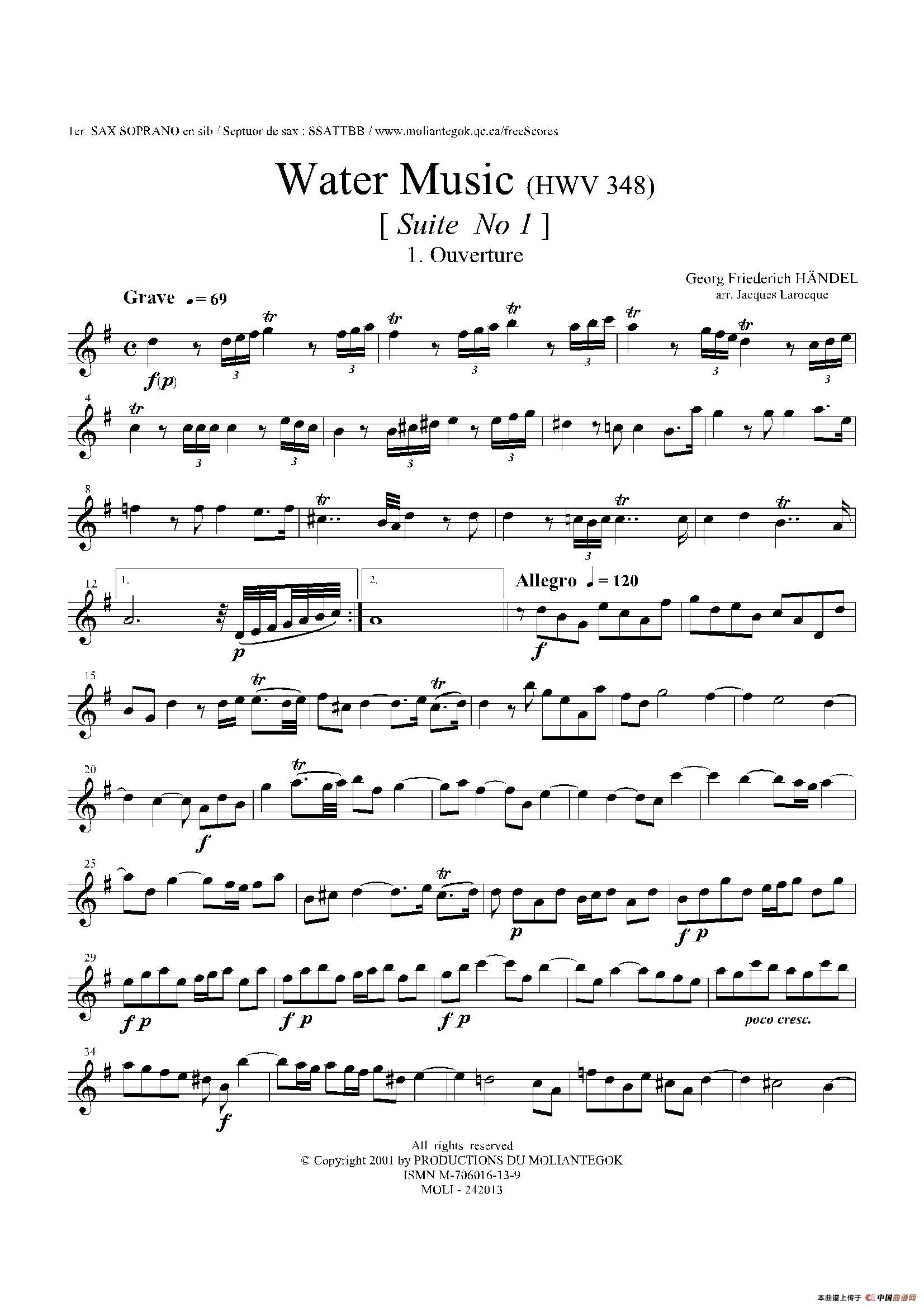 Water Music（HWV.348 No.1）（第一高音萨克斯）