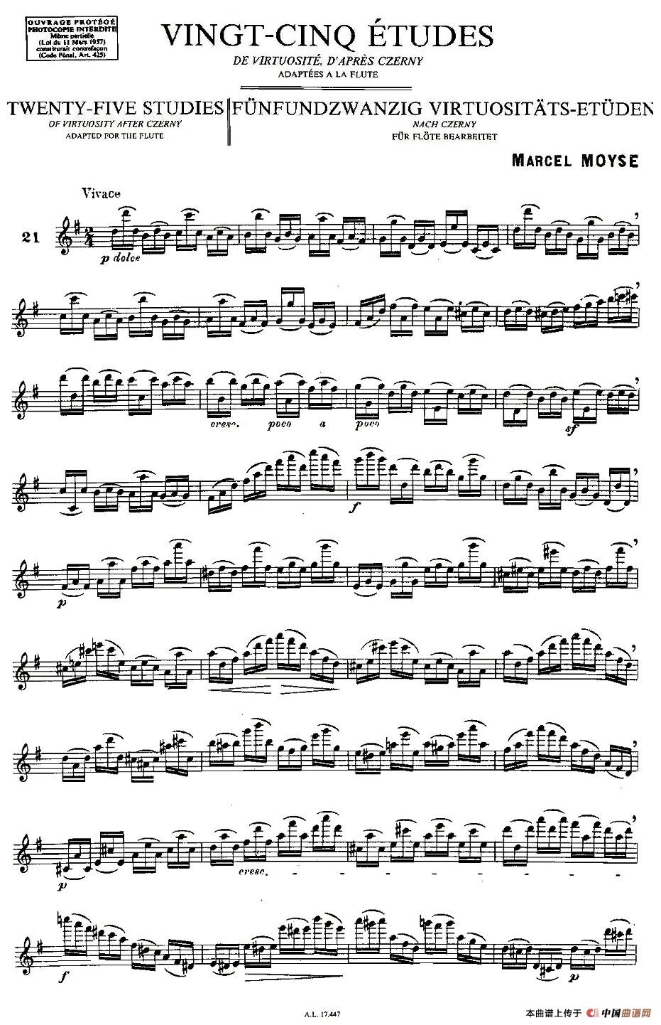 Moyse - 25 Studies after Czerny flute 之21（25首改编自车