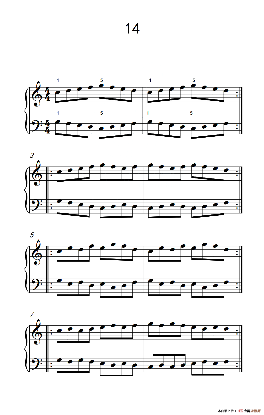 三.五组基本练习14（儿童钢琴手指练习 1）