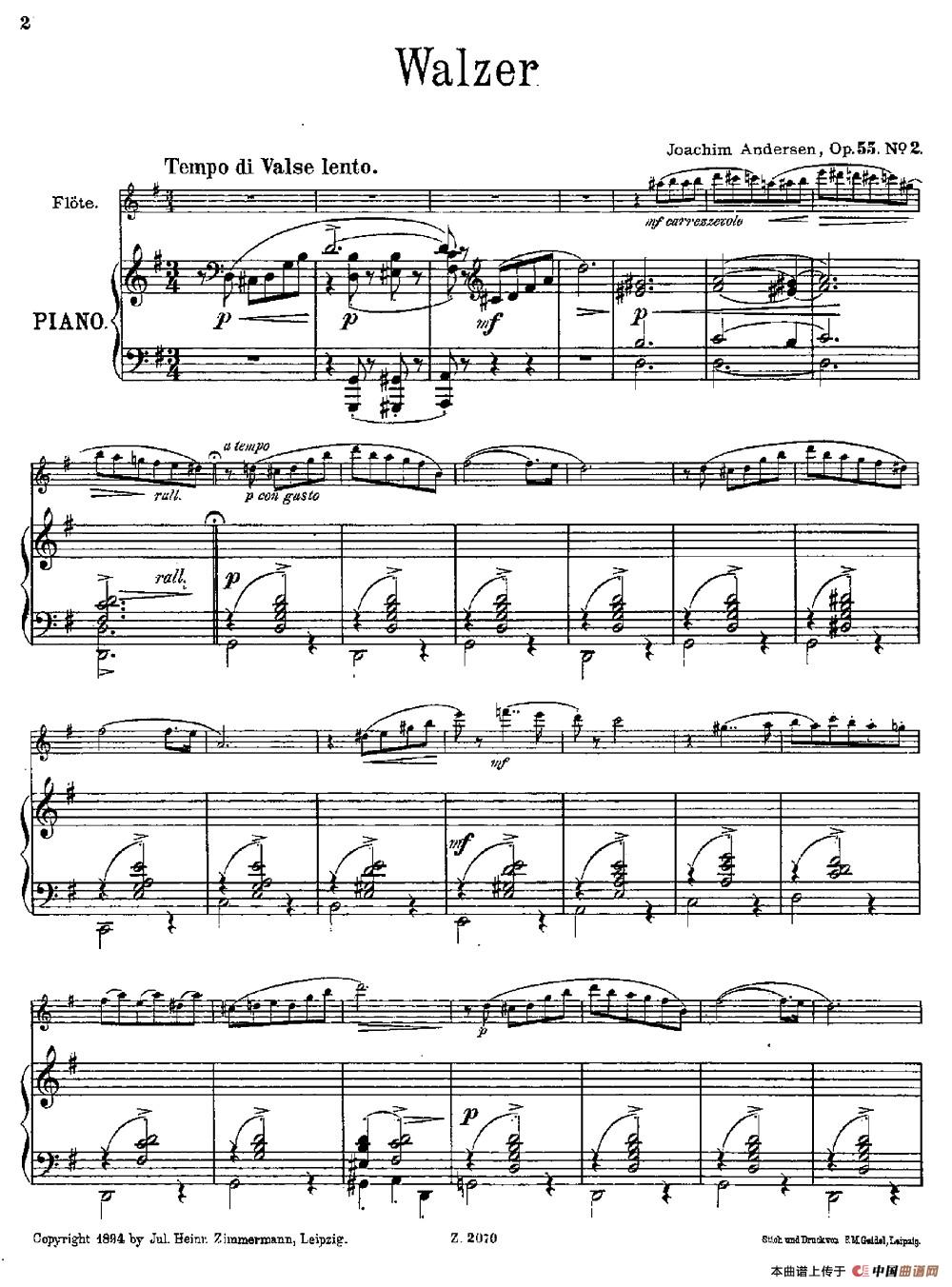 Walzer（Op.55 No.2）（长笛+钢琴伴奏）