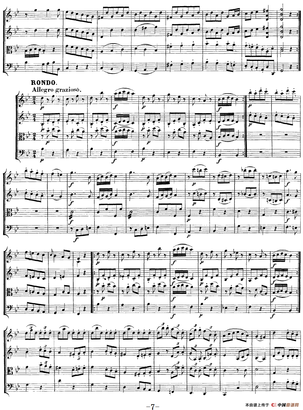 Mozart《Quartet No.6 in Bb Major,K.159》（总谱）