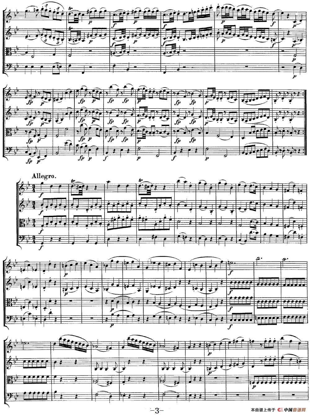 Mozart《Quartet No.6 in Bb Major,K.159》（总谱）