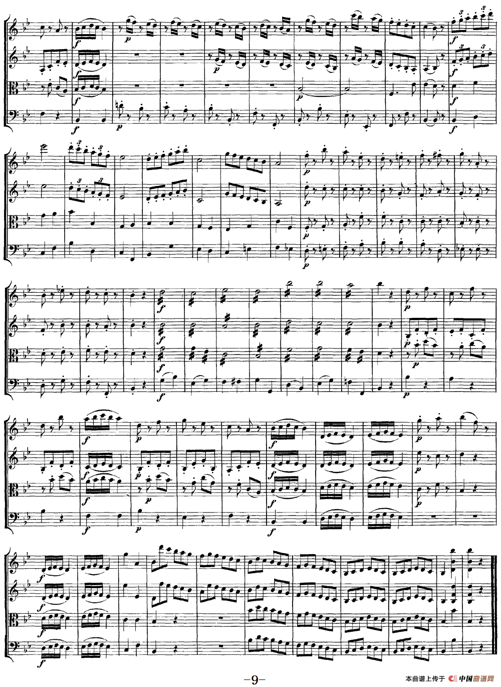 Mozart《Quartet No.6 in Bb Major,K.159》（总谱）