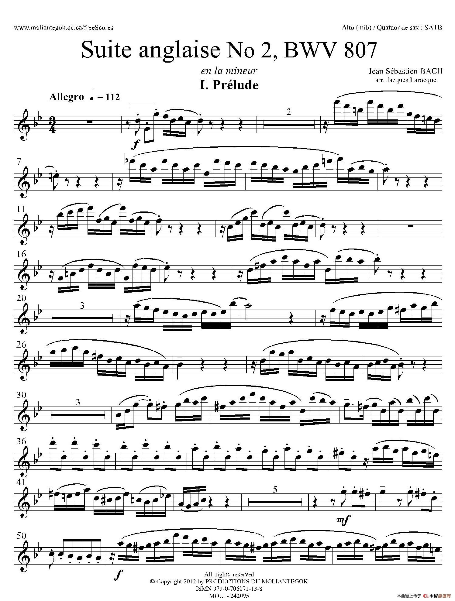 Suite anglaise No 2,BWV 807（法国组曲之二·前奏曲）（