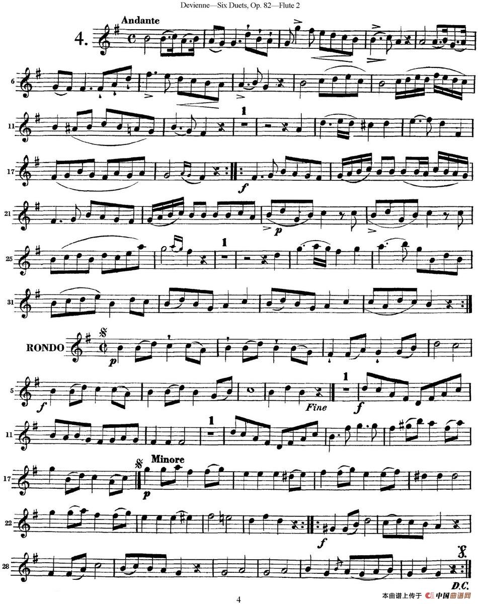 德维埃纳六个长笛二重奏小段Op.82——Flute 2（N