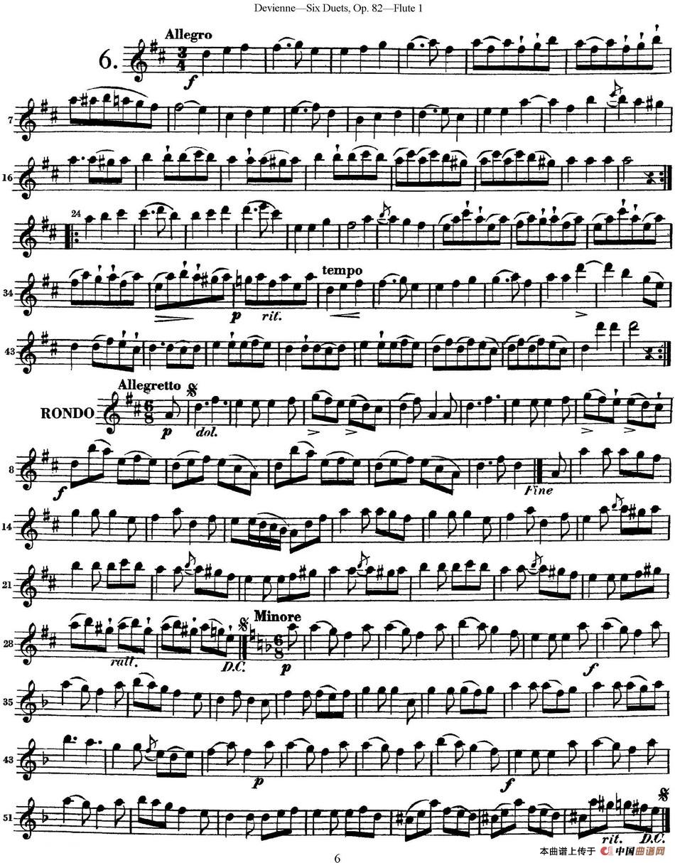 德维埃纳六个长笛二重奏小段Op.82——Flute 1（N