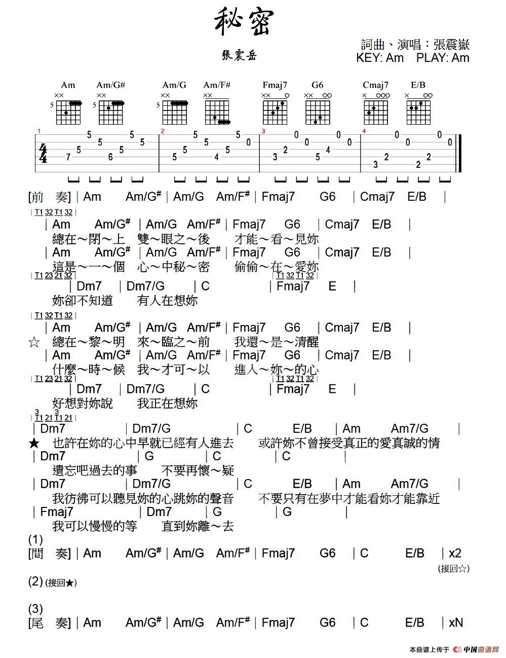 秘密（张震岳演唱、带间奏版）