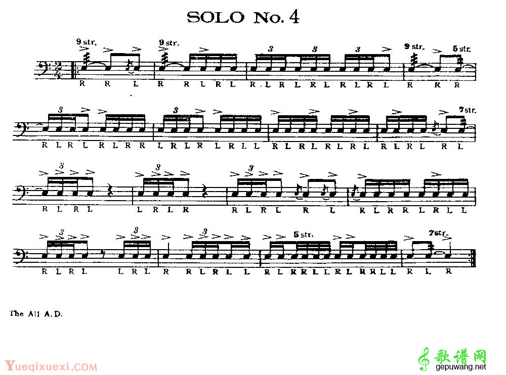 美国军鼓150条精华SOLO系列之《SOLO No.4》
