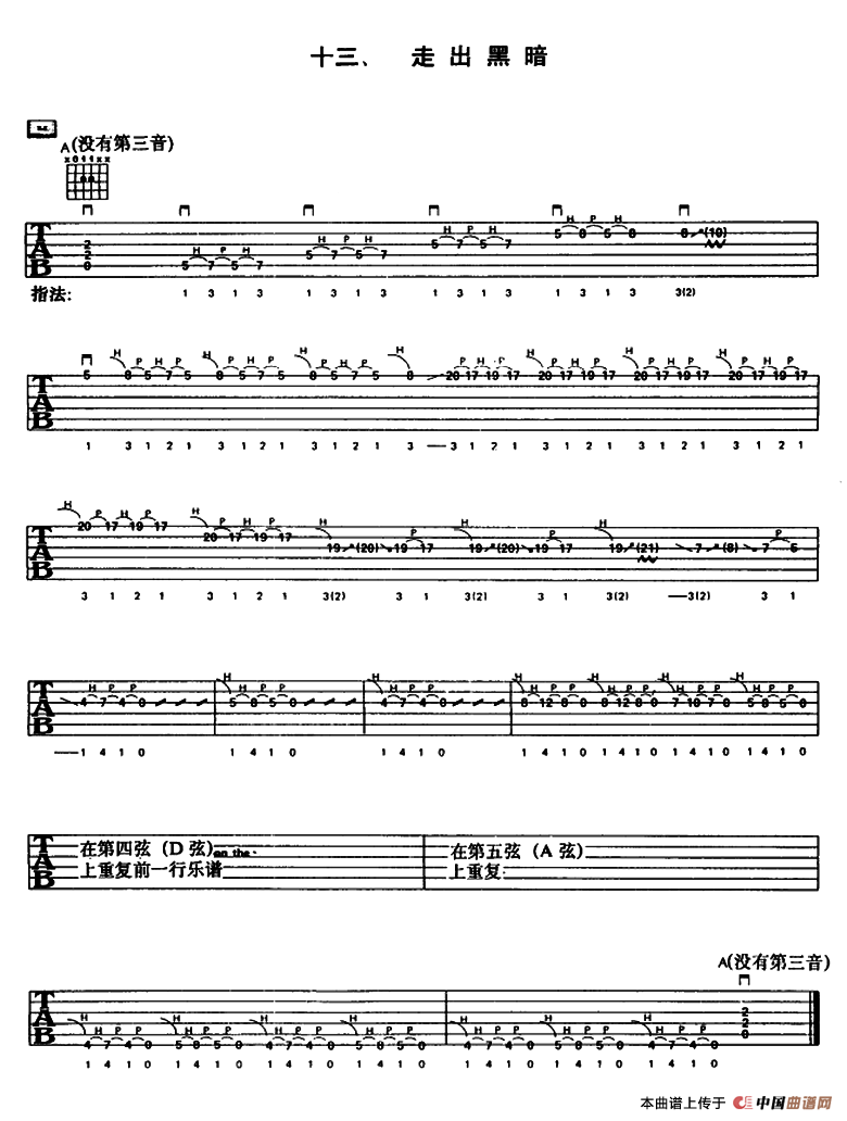 重金属吉他演奏示范曲谱（十三、走出黑暗）