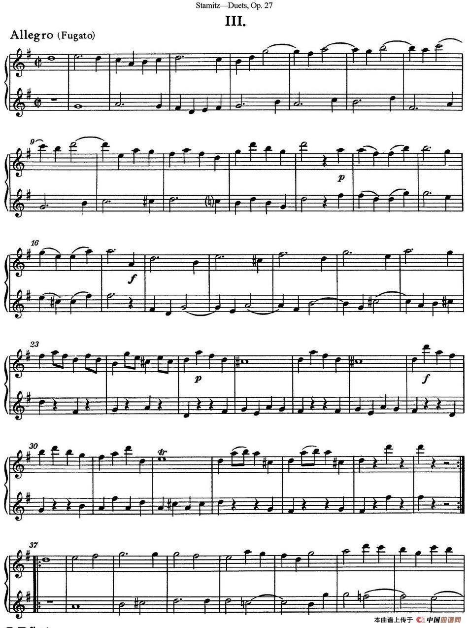 斯塔米茨二重奏长笛练习曲Op.27（No.3）